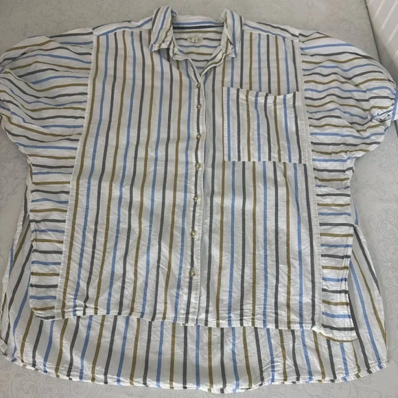 Anthropologie Pilcro Painter Buttondown Striped Oversized Shirt Size Large - Picture 2 of 14